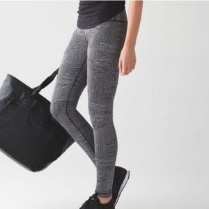 Lululemon Wunder Under High Rise Full Length Pant Maze Jacquard White Black 6